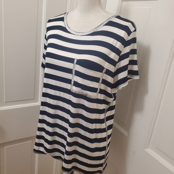 EC Jane & Delancey Striped Knit Tee size Large, soft, casual - Picture 2 of 7